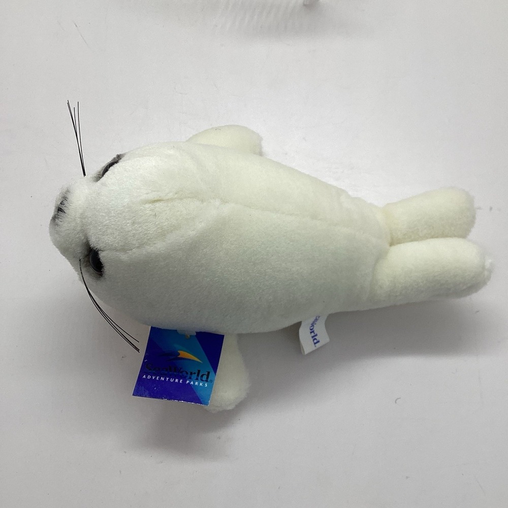 Sea World Stuffed Animal Plush White Seal Pup Tags 8 3/4" New Old Stock - Picture 4 of 6